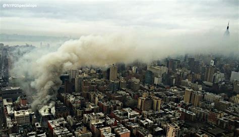Aerial Image From Nypd Shows Smoke Billowing Over Manhattan From