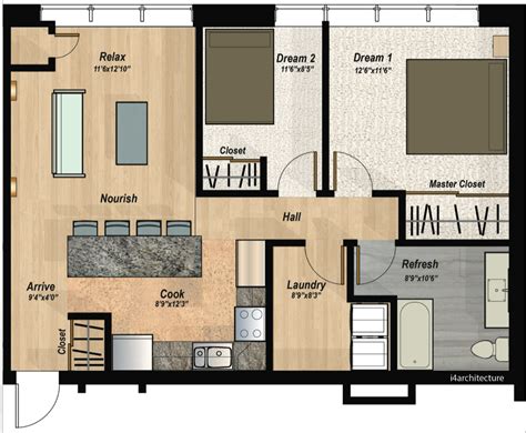 2 Bedroom Condo Design 2 Bedroom Single Level House Plans 3d