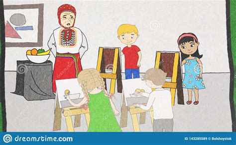 When i started my own studies in animation several years ago, i did not start with disney or warner brothers. Group Of Children Learning To Draw A Still Life Of Fruits In Deep Plate, Art Education Concept ...