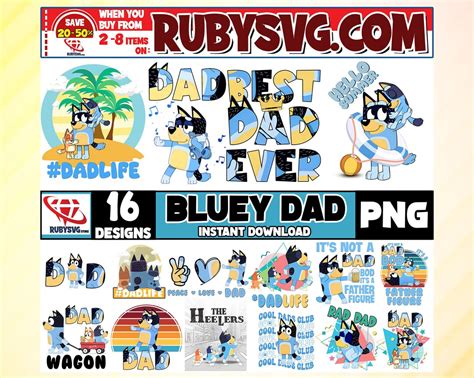 Bluey Dad Png Bluey Fathers Day Png Bluey Bandit Png File Etsy