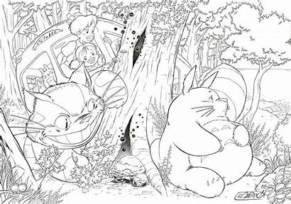 Coloring Totoro Pages Ghibli Studio Anime Colouring
