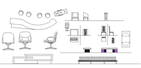 Miscellaneous Office Furniture And Equipment Blocks Cad Drawing Details