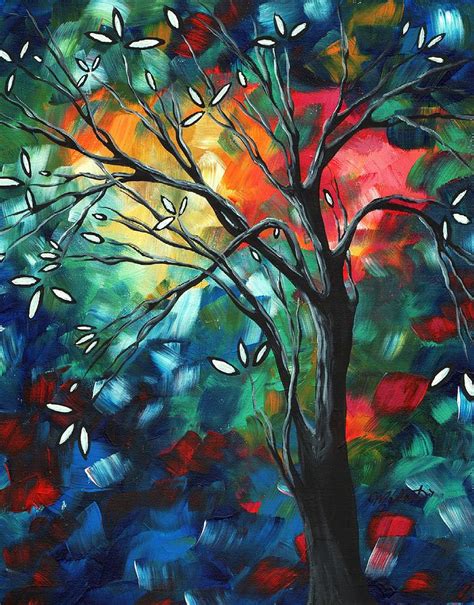 Abstract Art Original Colorful Painting Spring Blossoms By