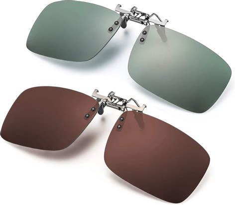 Elivwr 2 Stück Herren Rectangle Sonnenbrillen Clip Polarisierte Für Brillenträger Autofahren