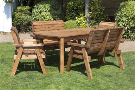 Hand Made 6 Seater Chunky Rustic Wooden Garden Furniture Table And