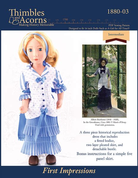 thimbles and acorns first impressions dress doll clothes pattern 16 inch agat dolls pixie faire