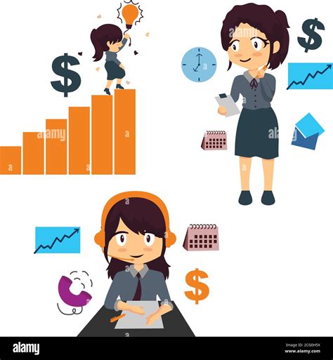 Very Busy Business Woman Vector Character Illustration Stock Vector