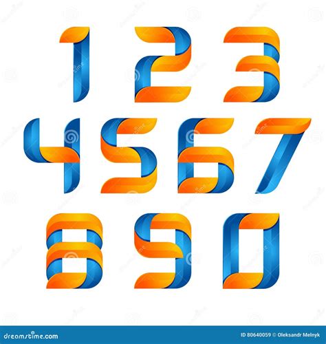 Vector 3d Number Set Logo With Speed Orange And Blue Design For Banner