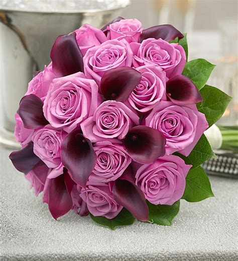 Purple Elegance Rose Mini Calla Lily Bouquet Flowers Com
