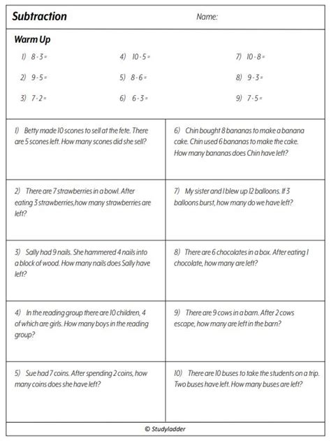 Subtracting Single Digit Numbers Problem Solving Studyladder