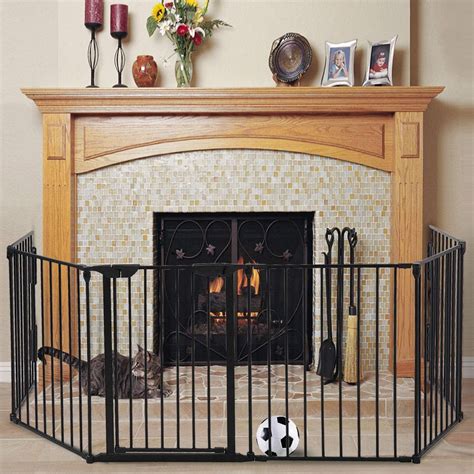 132 6 Panel Metal Play Yard Wide Configurable Baby Gate Fireplace