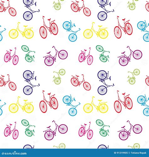 Seamless Bicycle Pattern Stylish Sporty Print Vector Illustration