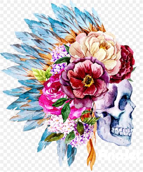 Deviantart is the world's largest online social community for artists and art enthusiasts, allowing people to connect through the creation and sharing of art. Watercolor Painting Skull Boho-chic Flower, PNG ...