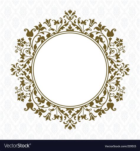 Gold Round Floral Frame Royalty Free Vector Image