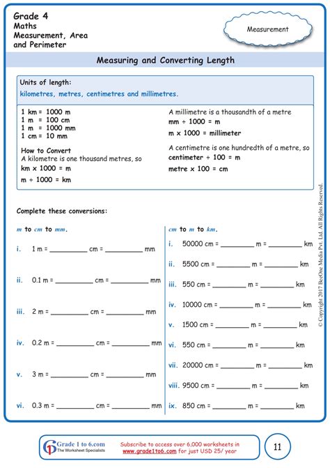 Measurement 4th Grade Worksheet