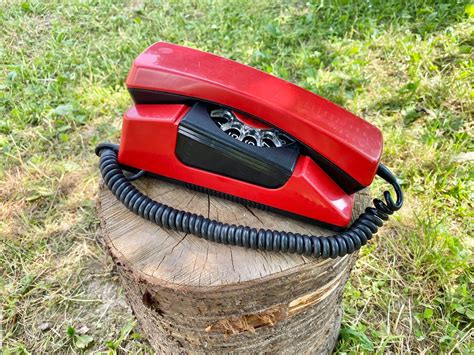 Vintage Red Phone 80s Wall Phone Old Rotary Phone Soviet Etsy