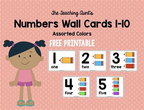 Numbers 1 10 Wall Cards Free Printable The Teaching Aunt Numbers