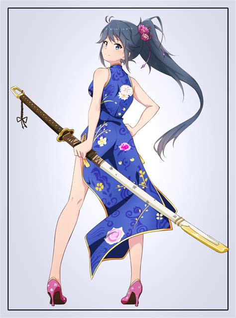 Safebooru 1girl Ass Bangs Bare Arms Bare Legs Bare Shoulders Blue