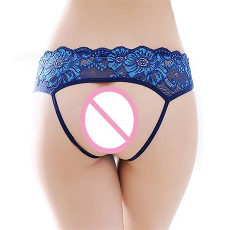 Buy Women Sexy Floral Lace Crotchless Panties Embroidery Low Waist Open