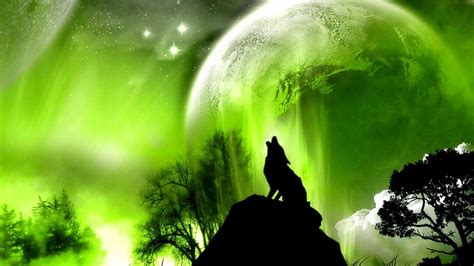 Maybe you would like to learn more about one of these? Green Moon and Wolf | under a moon lit sky | Pinterest ...