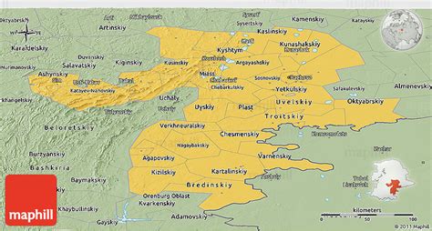 Savanna Style Panoramic Map Of Chelyabinsk Oblast