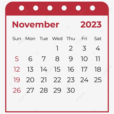 Calendário De Novembro De 2023 Png Calendário Novembro Mês Imagem