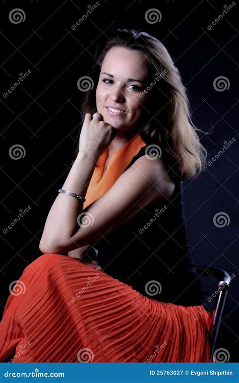the woman in a red skirt stock image image of pose 25763027