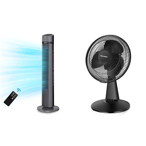 Pelonis 40oscillating Tower Fan Remote Control Black And Table Fan