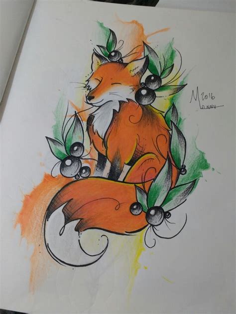 Raposa Watercolor Desenhos Kawaii Tattoo Colorida Tatuagem