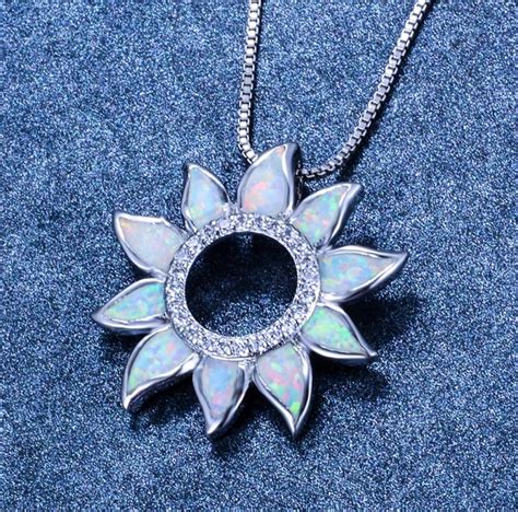 Fire Opal Necklace Sunflower Necklace For Women Wedding Etsy