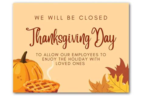 Free Printable Closed For Thanksgiving Signs 7 Templates The