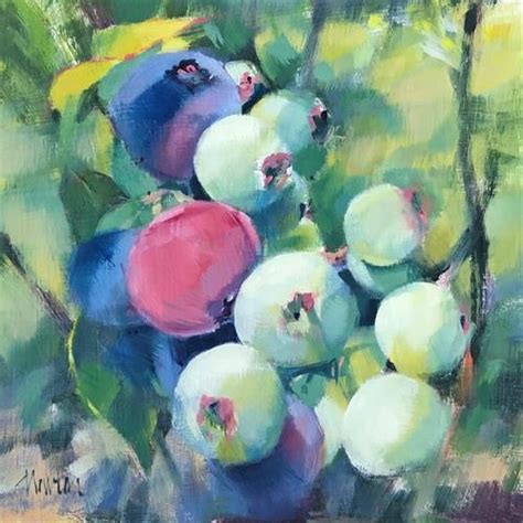 Daily Paintworks Blueberries Original Fine Art For Sale