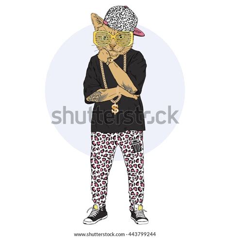 Cat Dressed Swag Style Furry Art Stock Vector Royalty Free 443799244