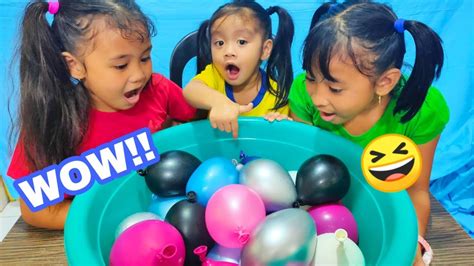Popping Water Balloons Color Balloons With Ate Nicole And Tita