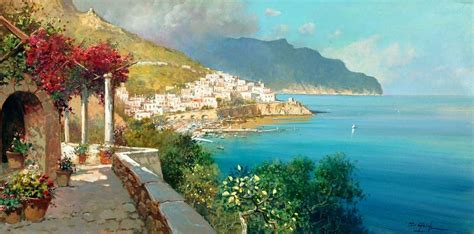 Amalfitan Coast Italy Original Italian Oil Painting Painting By