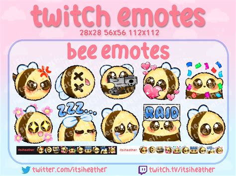 Cute Bee Emotes 10 Pack Twitch Youtube Discord Emojis Etsy