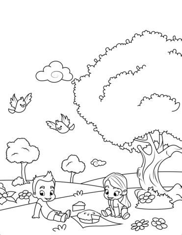 Supercoloring.com is a super fun for all ages: Two Children Going On Picnic Coloring Page - Free ...