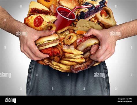 Obesity And Nutrition Or Unhealthy Diet As A Front View Of A Fat