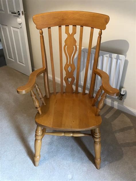 Solid Pine Chair Large Chair With High Back And Arm Rests In