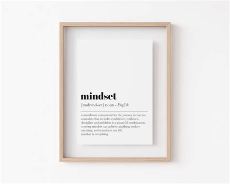 Mindset Definition Home Office Wall Art Inspirational Etsy