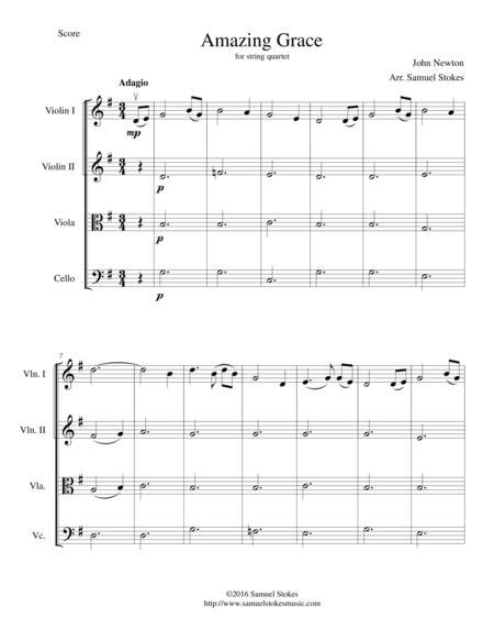 Amazing Grace For String Quartet By John Newton Digital Sheet Music
