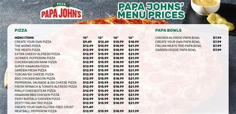 Papa John's Menu & Prices in USA 2024 in 2024 | Papa johns menu, Papa
