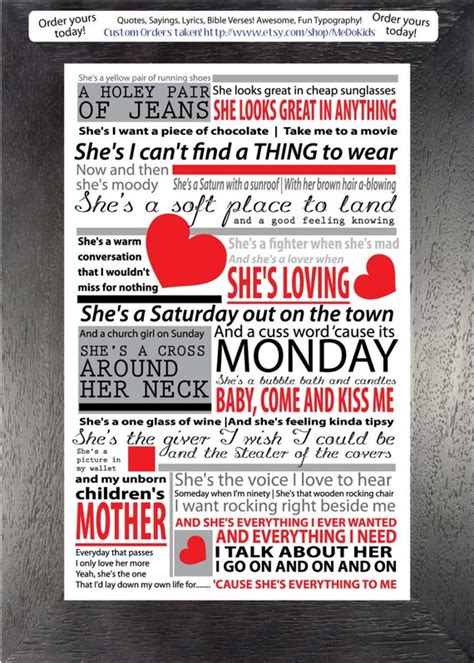 Items Similar To Shes Everything To Me By Brad Paisley Poster 11 X