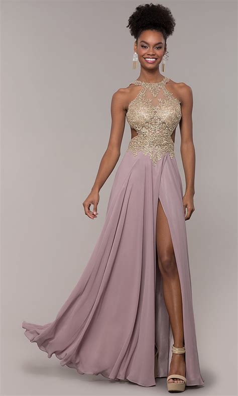 Long Open Back Embroidered Bodice Chiffon Prom Dress Chiffon Prom Dress Evening Dress Floor
