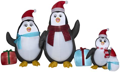 2 tethers and 6 ground stakes ensure high stability. 56 Best Pictures Penguin Inflatable Christmas Decorations - Gemmy 9ft Wide Inflatable 4 Penguin ...