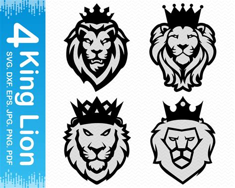 Crowned Lion Svg Bundle Half Lion Head Svg Lion Digital Svg Etsy