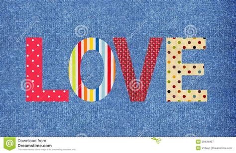 textile letter love over jeans stock image image of love handmade 39434997