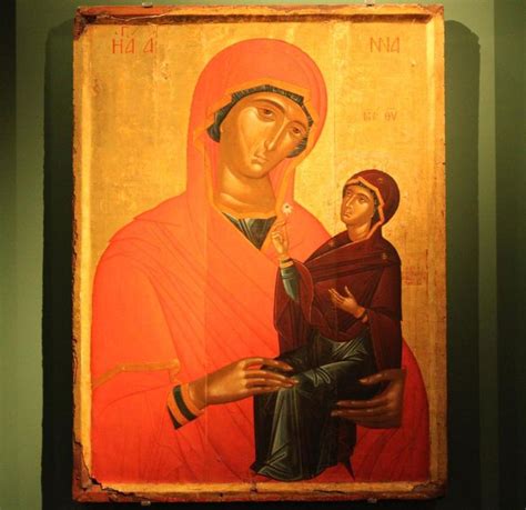 Icon Of Saint Anne Holding Her Daughter The Mother Of God In Her Arms
