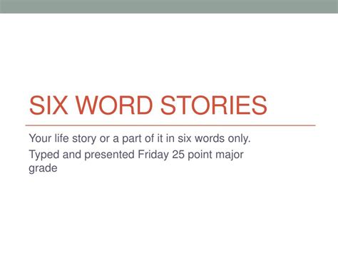 Ppt Six Word Stories Powerpoint Presentation Free Download Id2778448