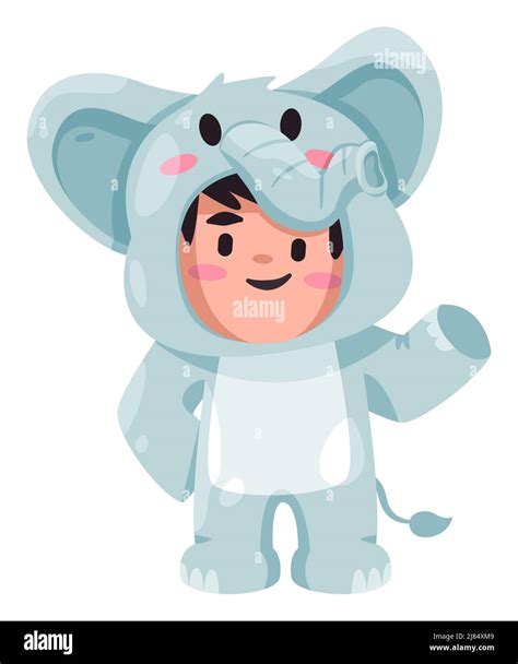 Elephant Animal Costume Wearing Suit Vector Character Smiling Happy